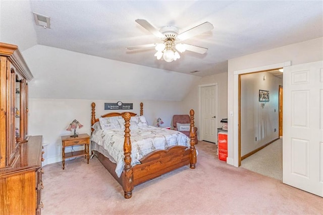 24545 W 54th St, Shawnee, KS 66226 - bedroom featuring light colored carpet, lofted ceiling, baseboards, and a ceiling fan