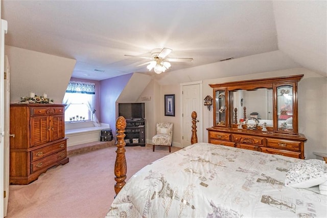 24545 W 54th St, Shawnee, KS 66226 - bedroom featuring carpet floors, lofted ceiling, and a ceiling fan