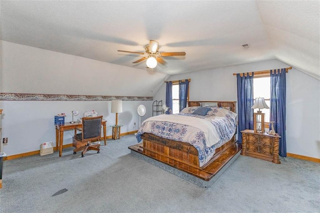 24545 W 54th St, Shawnee, KS 66226 - bedroom featuring lofted ceiling, carpet floors, multiple windows, baseboards, and ceiling fan