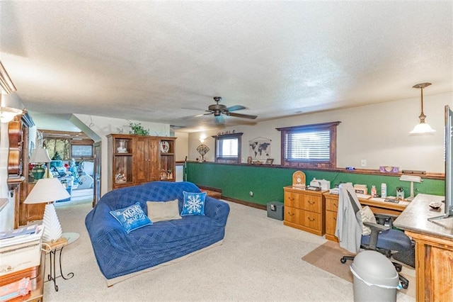 24545 W 54th St, Shawnee, KS 66226 - office area with a ceiling fan, a textured ceiling, and carpet floors
