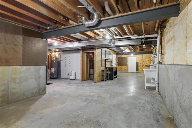 unfinished below grade area with water heater