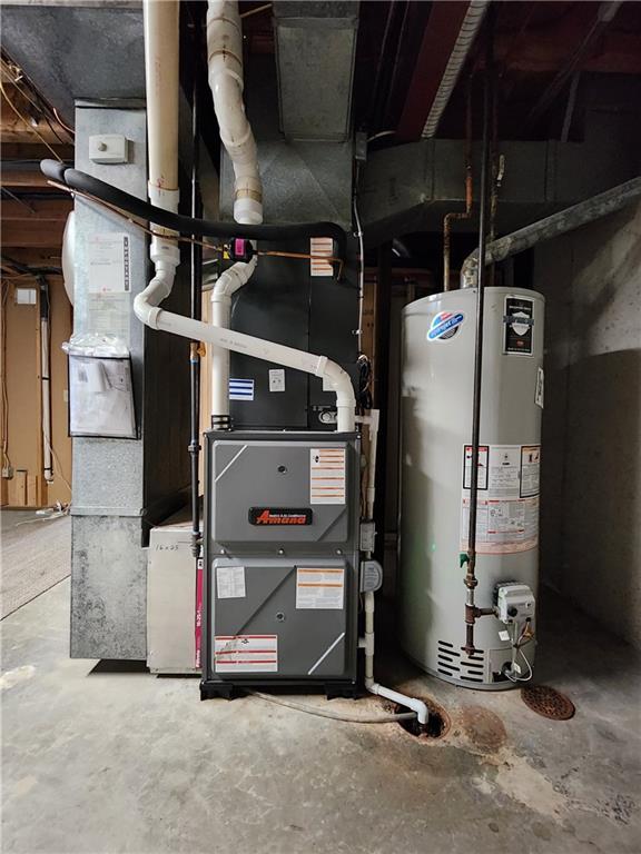 utility room featuring water heater