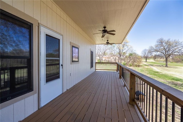 deck featuring a ceiling fan