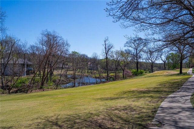 view of yard with a water view