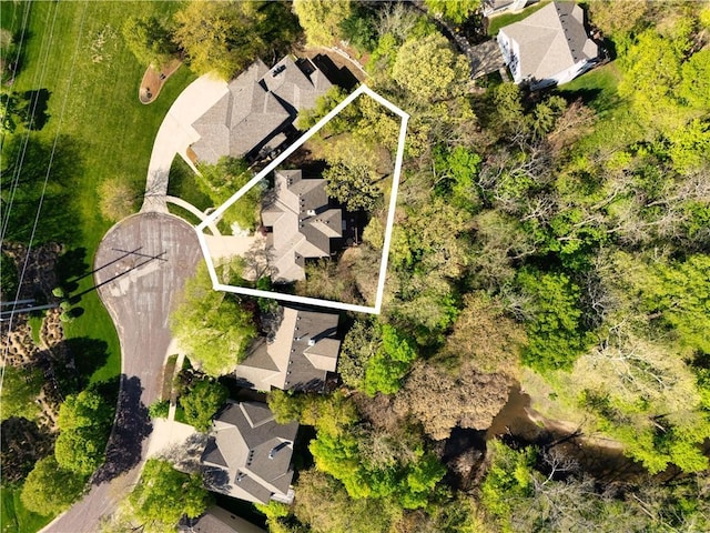 aerial view with a residential view