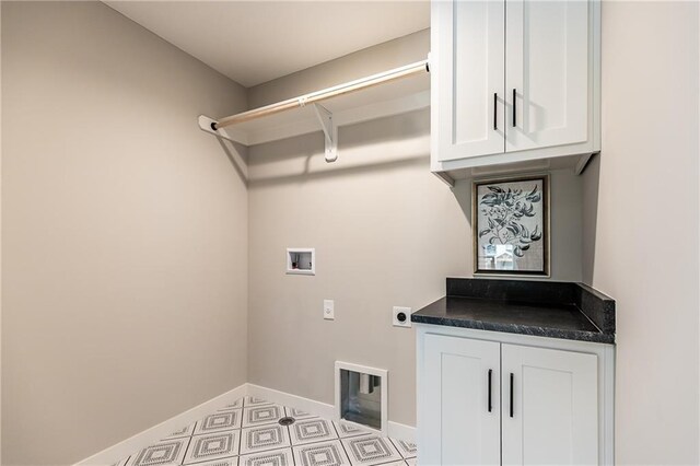 15412 W 161st Ter, Olathe, KS 66062 - laundry room with hookup for an electric dryer, washer hookup, baseboards, and cabinet space