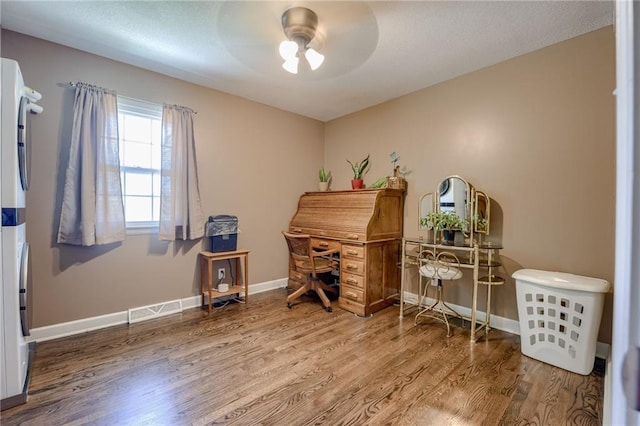 50 N 80th Pl, Kansas City, KS 66111 - office area with wood finished floors, a ceiling fan, and baseboards