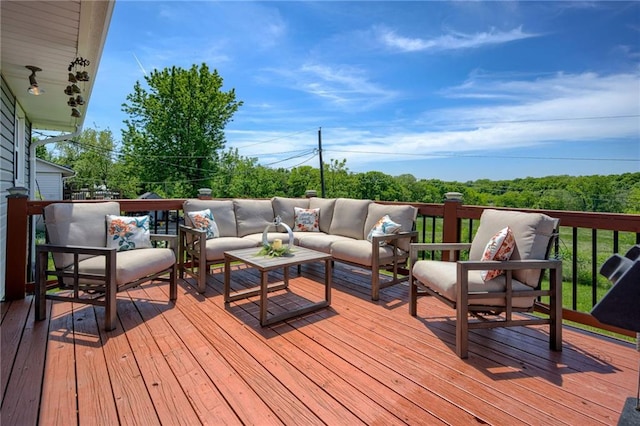 50 N 80th Pl, Kansas City, KS 66111 - wooden deck featuring outdoor lounge area