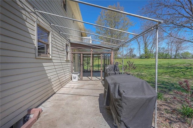 view of patio / terrace featuring a grill