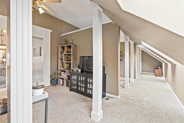 12848 S Rene St, Olathe, KS 66062 - bonus room with ceiling fan, vaulted ceiling, baseboards, and carpet