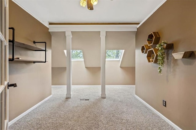 12848 S Rene St, Olathe, KS 66062 - basement with carpet floors, baseboards, visible vents, and ornamental molding