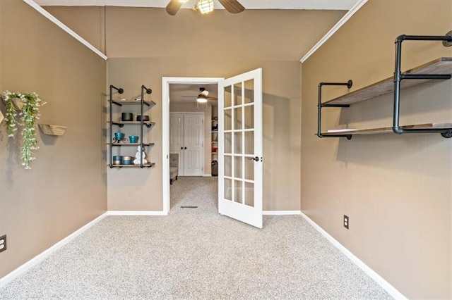 12848 S Rene St, Olathe, KS 66062 - spare room featuring carpet floors, ceiling fan, baseboards, and french doors