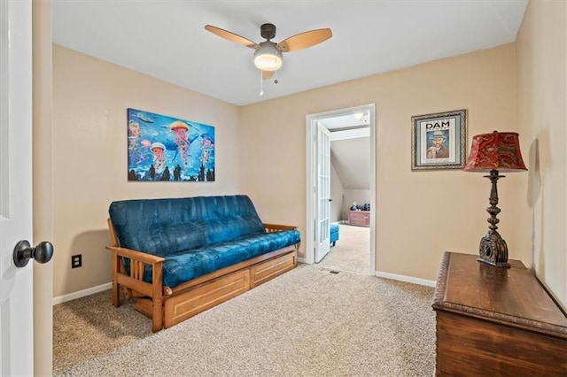 12848 S Rene St, Olathe, KS 66062 - sitting room with baseboards, ceiling fan, and carpet