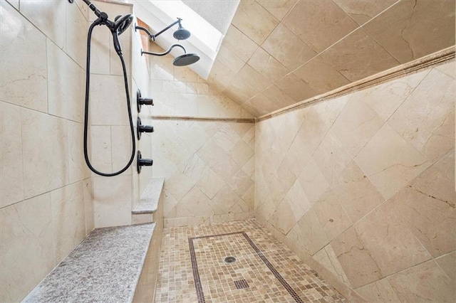 12848 S Rene St, Olathe, KS 66062 - full bathroom featuring lofted ceiling and a tile shower