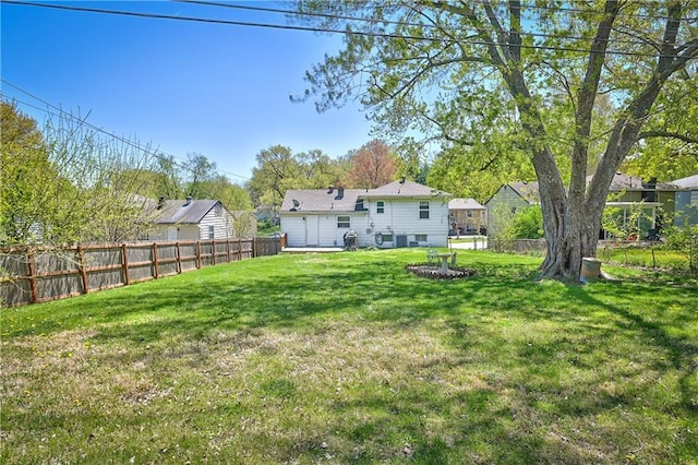 view of yard featuring a fenced backyard