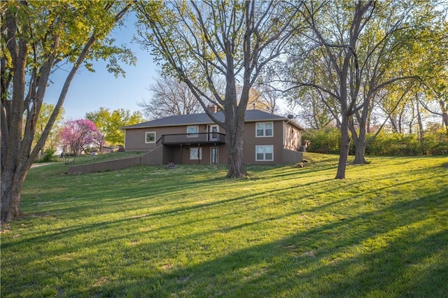rear view of property with a yard