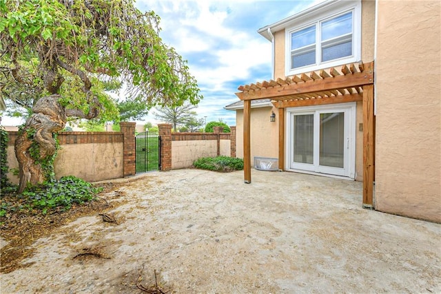 9738 Nieman Pl, Overland Park, KS 66214 - view of yard featuring a patio, a pergola, fence, and a gate