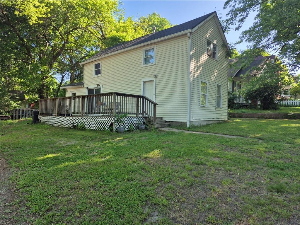 716 Olive St, Leavenworth, KS 66048 - back of house with a yard and a deck
