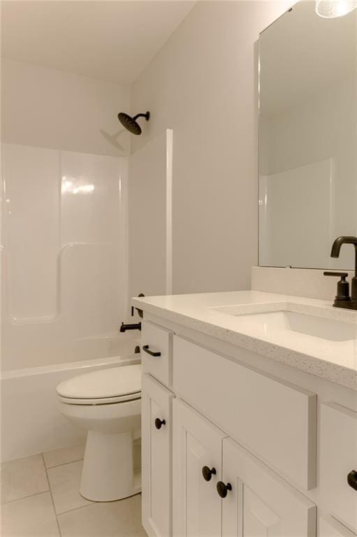 1308 N Holland Dr, Independence, MO 64056 - bathroom featuring toilet, tile patterned floors,  shower combination, and vanity