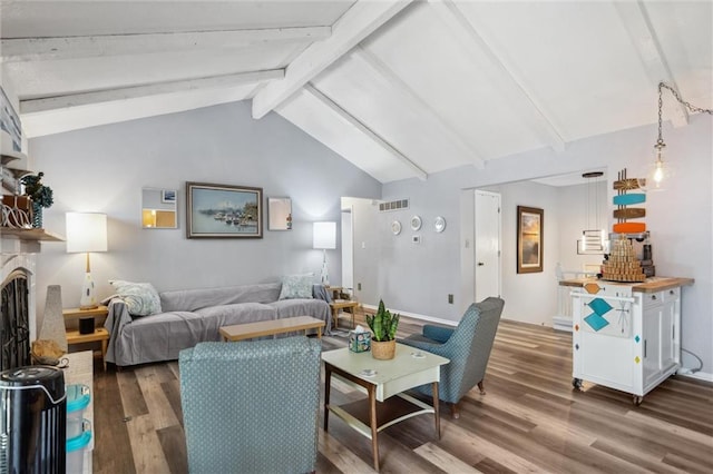 5101 NW Downing St, Blue Springs, MO 64015 - living room with wood finished floors and a fireplace with raised hearth