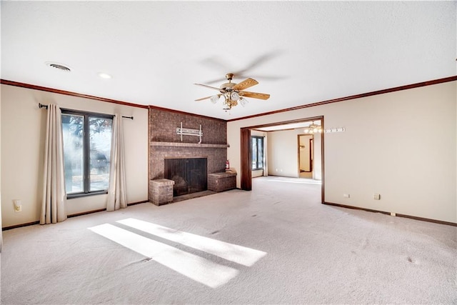 1707 NW Ashton Dr, Blue Springs, MO 64015 - unfurnished living room with ceiling fan, baseboards, visible vents, and carpet floors
