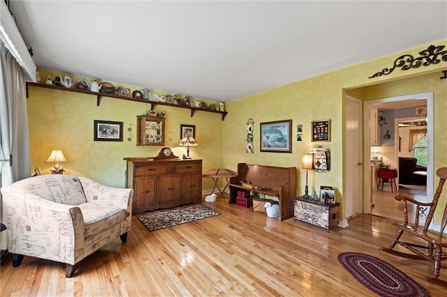 sitting room featuring wood-type flooring