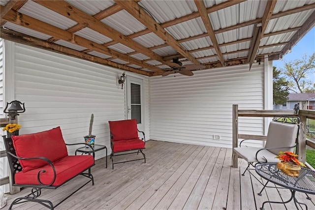 deck featuring a ceiling fan