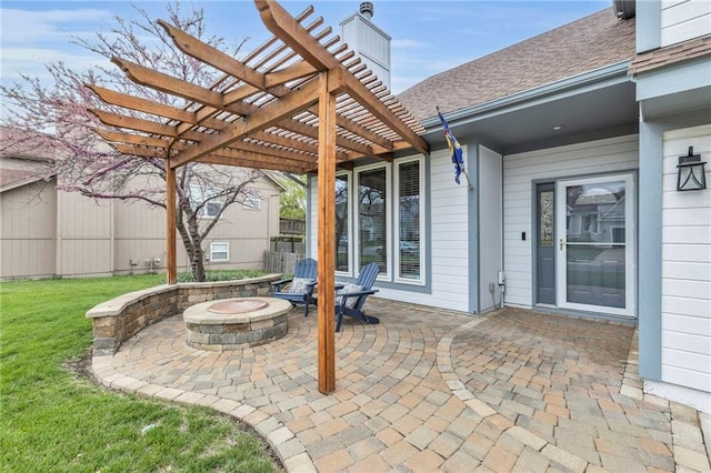 16754 W 156th Ter, Olathe, KS 66062 - view of patio with a fire pit and a pergola