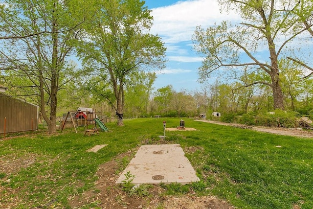 view of yard featuring a playground