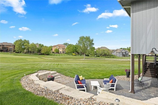 24212 W 69th St, Shawnee, KS 66226 - view of grassy yard with a patio area, a residential view, and view of golf course