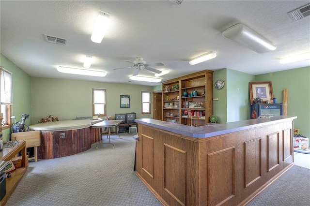 24101 E 223rd St, Harrisonville, MO 64701 - interior space featuring light colored carpet, a ceiling fan, and visible vents