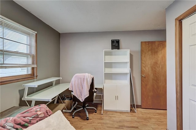 office with light wood-style flooring