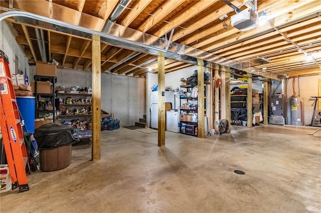 185 SW 51st Rd, Warrensburg, MO 64093 - unfinished basement with water heater, heating unit, and stairs