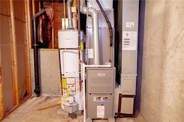 utilities with gas water heater and heating unit