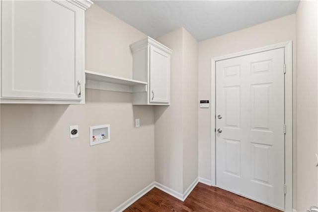 1010 SW Cross Creek Dr, Grain Valley, MO 64029 - laundry room with baseboards, dark wood-style floors, hookup for an electric dryer, and hookup for a washing machine