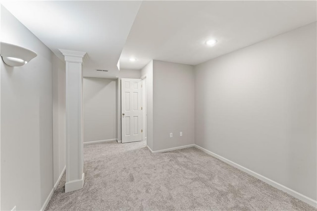 1010 SW Cross Creek Dr, Grain Valley, MO 64029 - finished basement with baseboards, carpet flooring, visible vents, and recessed lighting