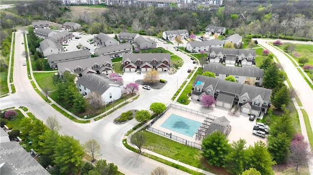 bird's eye view with a residential view
