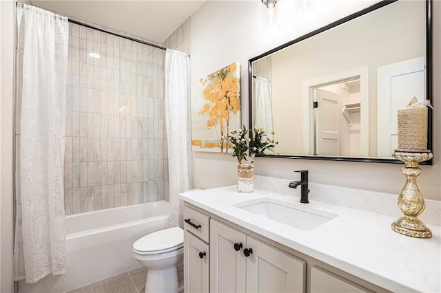 2315 SW Serena Pl, Lees Summit, MO 64082 - bathroom with vanity, shower / tub combo with curtain, and tile patterned flooring