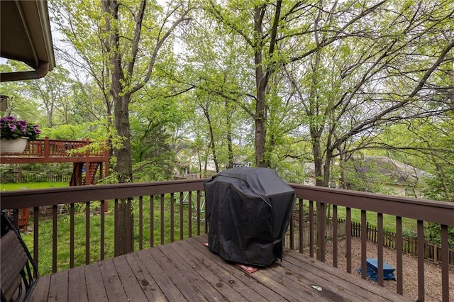 deck with area for grilling