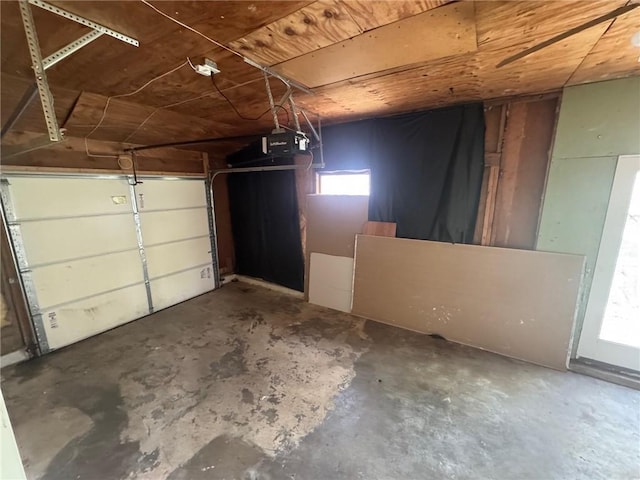 garage with a garage door opener