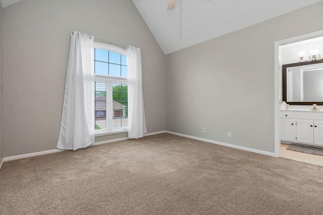 5720 NE Quartz Dr, Lees Summit, MO 64064 - unfurnished bedroom featuring connected bathroom, baseboards, light carpet, and a sink