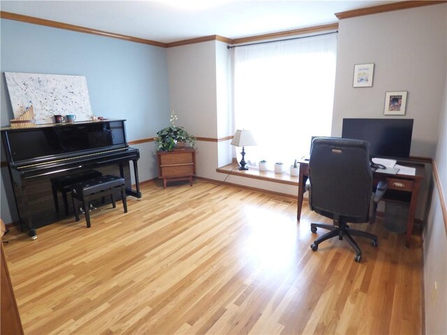 2405 W 123rd Ter, Leawood, KS 66209 - home office featuring baseboards, ornamental molding, and wood finished floors