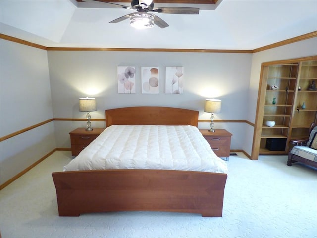 2405 W 123rd Ter, Leawood, KS 66209 - carpeted bedroom with baseboards, ceiling fan, and crown molding