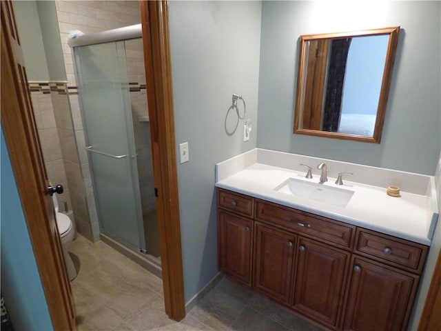 2405 W 123rd Ter, Leawood, KS 66209 - bathroom with toilet, vanity, and a stall shower