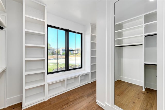 spacious closet with wood finished floors