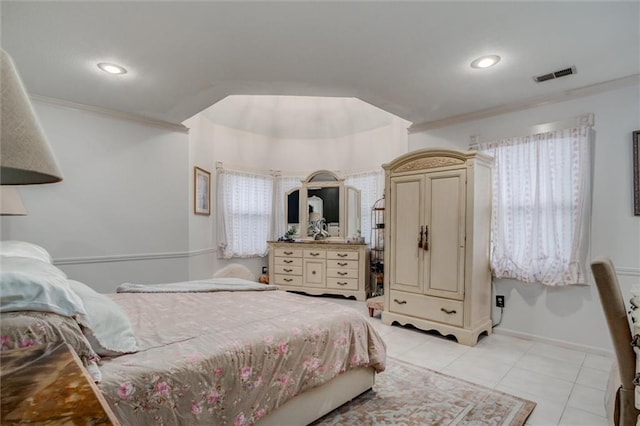 653 NE Reed Xing, Lees Summit, MO 64086 - bedroom with light tile patterned floors, ornamental molding, recessed lighting, and visible vents
