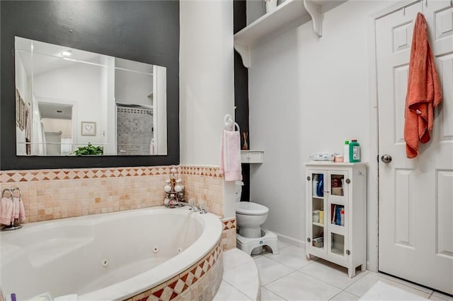 653 NE Reed Xing, Lees Summit, MO 64086 - full bathroom with baseboards, tile patterned flooring, a whirlpool tub, and toilet