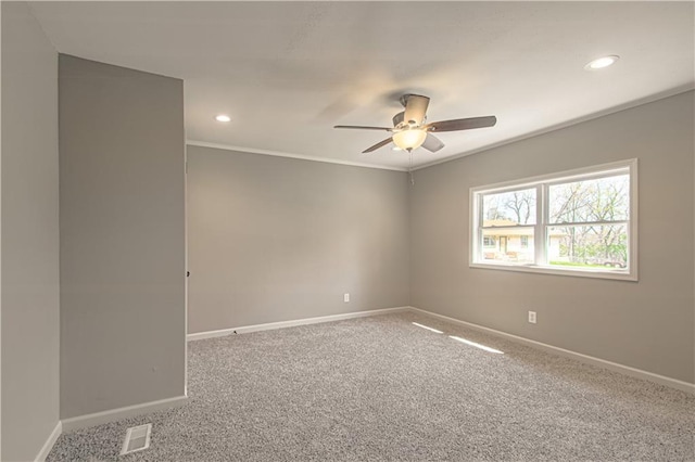 3422 N 71st St, Kansas City, KS 66109 - carpeted spare room featuring baseboards, recessed lighting, and ceiling fan