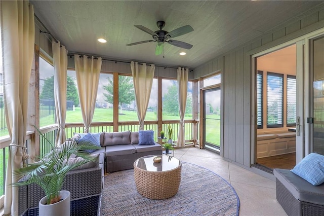 8120 Lone Elm Rd, Lenexa, KS 66220 - sunroom / solarium featuring tile patterned floors and recessed lighting