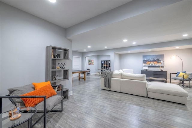 8120 Lone Elm Rd, Lenexa, KS 66220 - living room featuring wood finished floors, recessed lighting, and baseboards